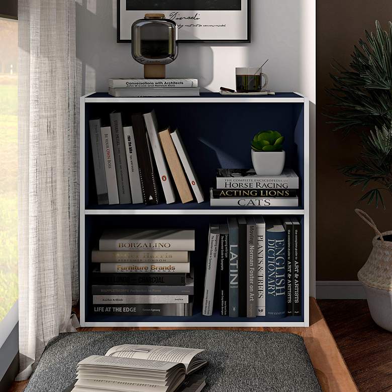 Image 5 Quincy 23 1/2" Wide Blue Wood 2-Shelf Stackable Bookcase more views