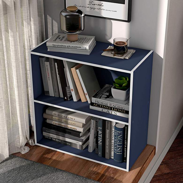 Image 6 Quincy 23 1/2" Wide Blue Wood 2-Shelf Stackable Bookcase more views