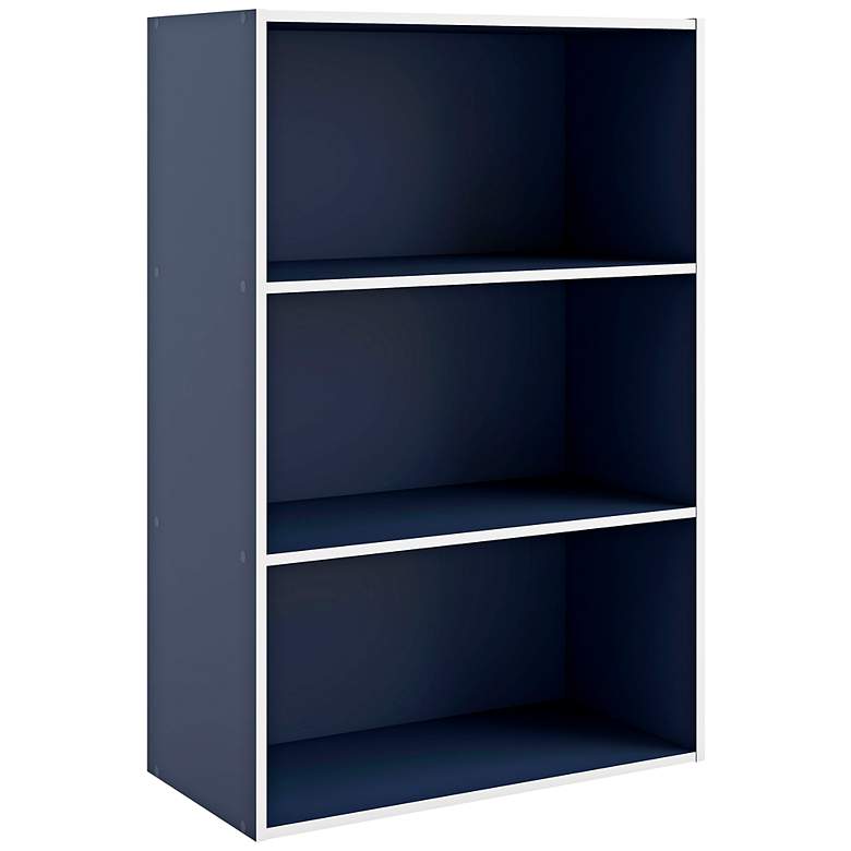 Image 2 Quincy 23 1/2" Wide Blue Wood 3-Shelf Stackable Bookcase
