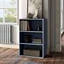 5_Quincy 23 1/2" Wide Blue Wood 3-Shelf Stackable Bookcase more views