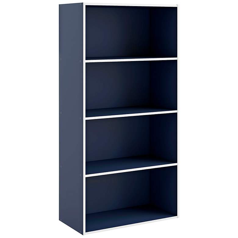 Image 1 Quincy 23 1/2" Wide Blue Wood 4-Shelf Stackable Bookcase