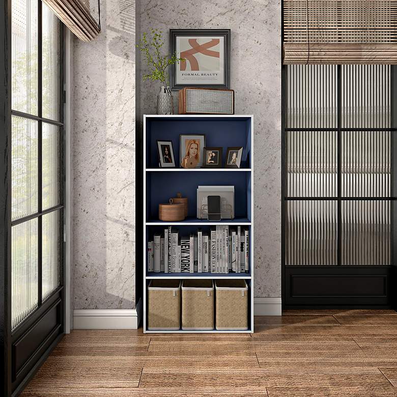 Image 5 Quincy 23 1/2" Wide Blue Wood 4-Shelf Stackable Bookcase more views