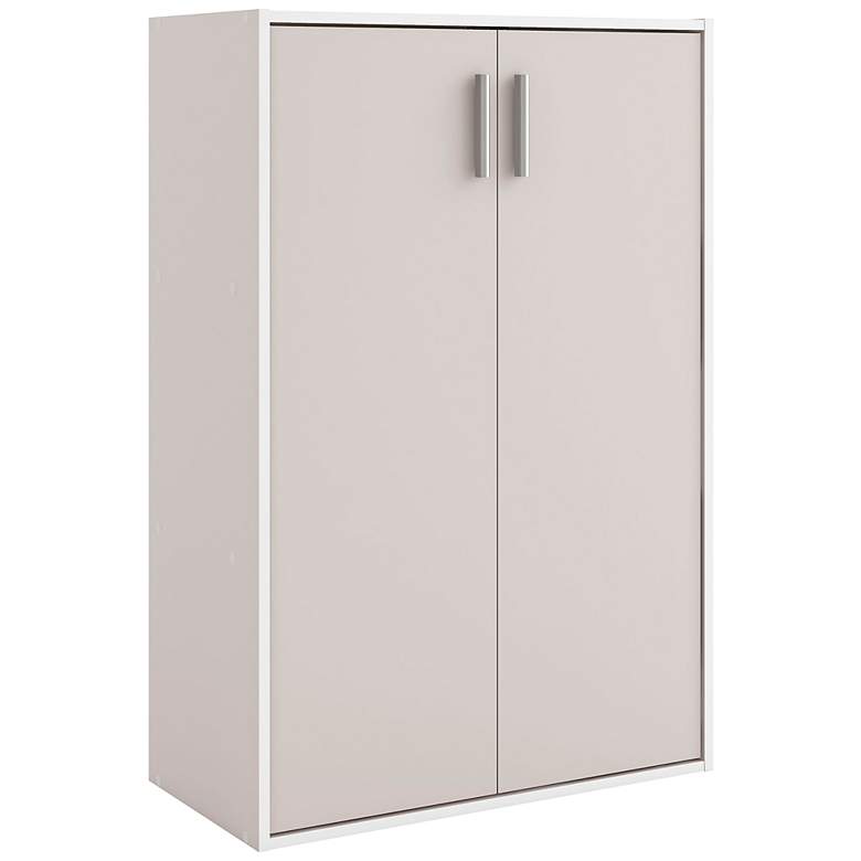 Image 2 Quincy 23 1/2" Wide Greige Wood 2-Door Stackable Bookcase