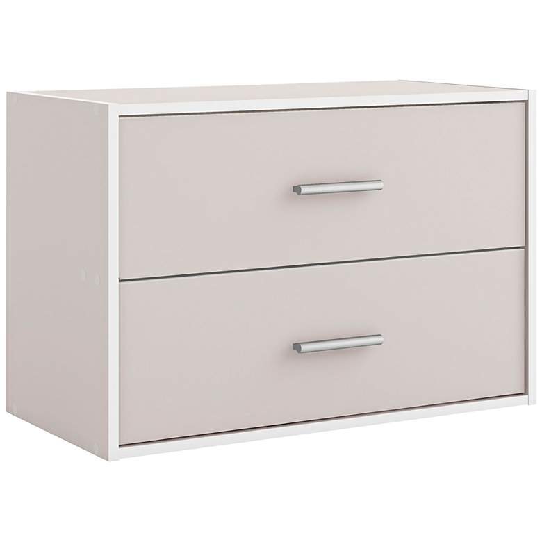 Image 2 Quincy 23 1/2" Wide Greige Wood 2-Drawer Stackable Bookcase