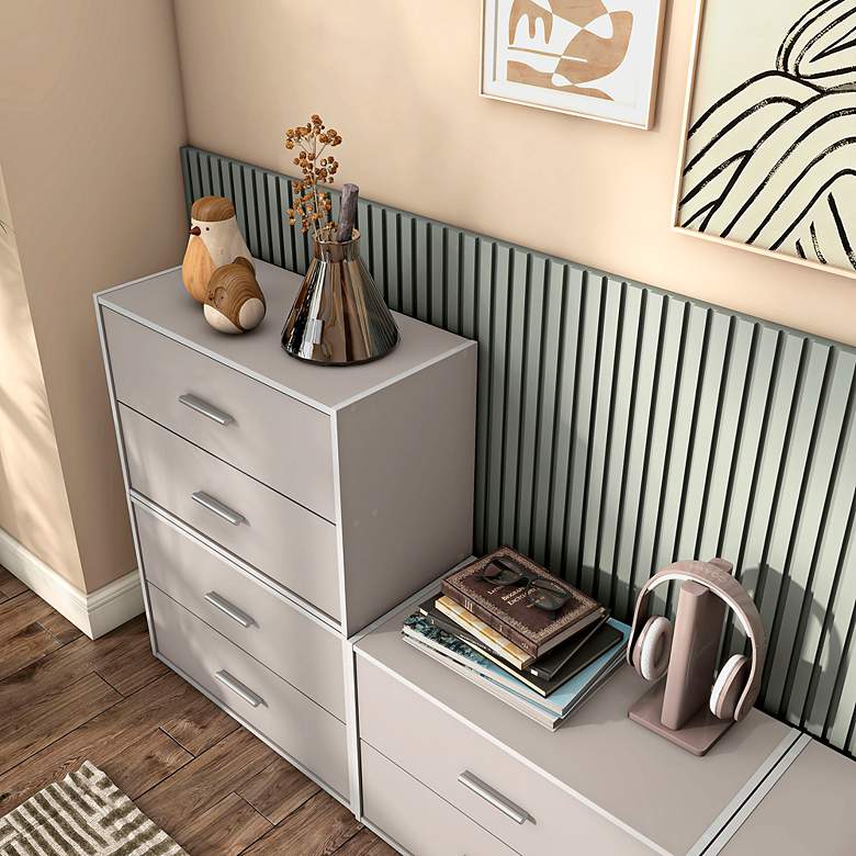Image 6 Quincy 23 1/2" Wide Greige Wood 2-Drawer Stackable Bookcase more views