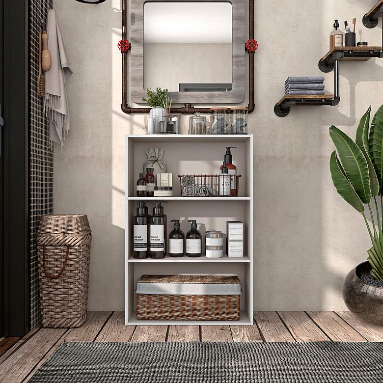Image 1 Quincy 23 1/2" Wide Greige Wood 3-Shelf Stackable Bookcase