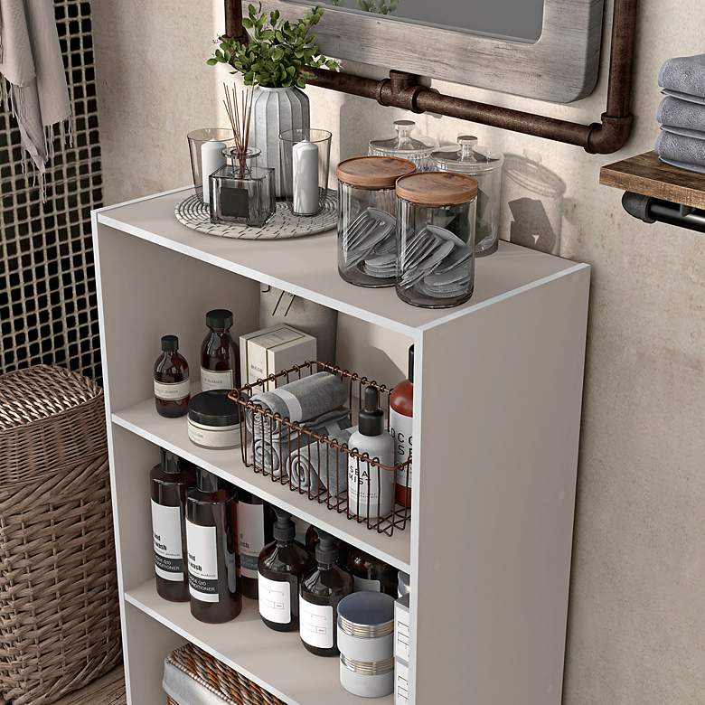 Image 5 Quincy 23 1/2" Wide Greige Wood 3-Shelf Stackable Bookcase more views