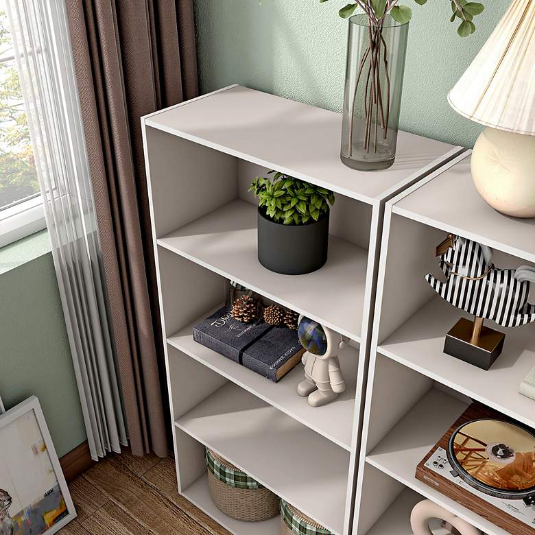 Image 4 Quincy 23 1/2" Wide Greige Wood 4-Shelf Stackable Bookcase more views