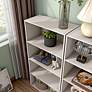 4_Quincy 23 1/2" Wide Greige Wood 4-Shelf Stackable Bookcase more views