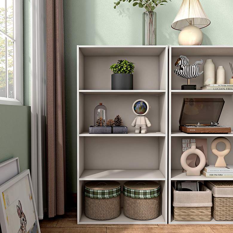 Image 5 Quincy 23 1/2" Wide Greige Wood 4-Shelf Stackable Bookcase more views