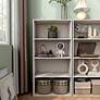 5_Quincy 23 1/2" Wide Greige Wood 4-Shelf Stackable Bookcase more views