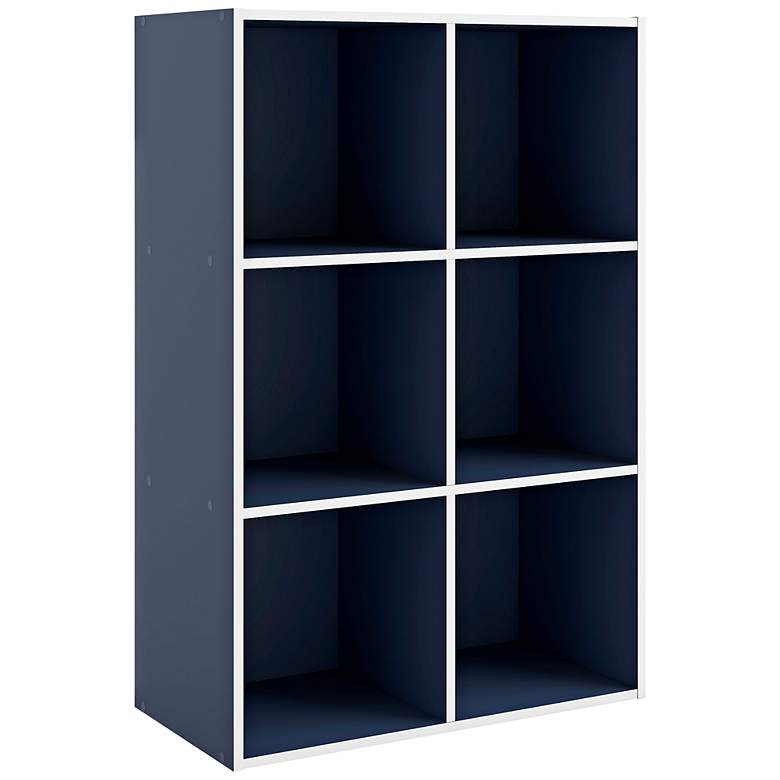 Image 1 Quincy 23 1/2"W Blue 6-Shelf Modular Stackable Bookcase