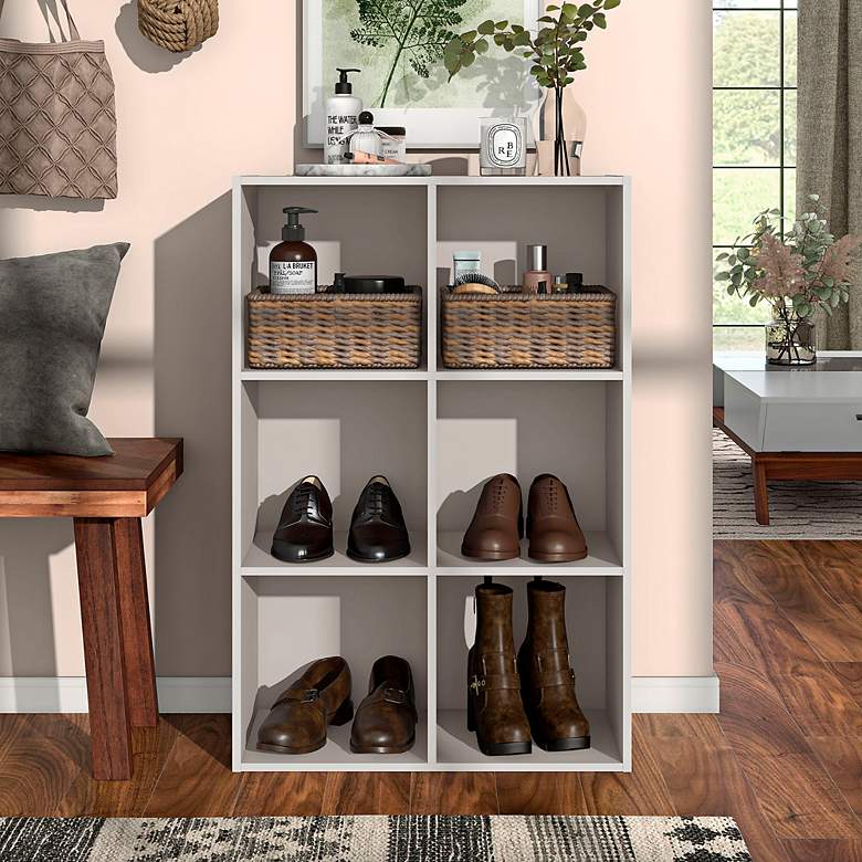 Image 5 Quincy 23 1/2"W Greige 6-Shelf Modular Stackable Bookcase more views