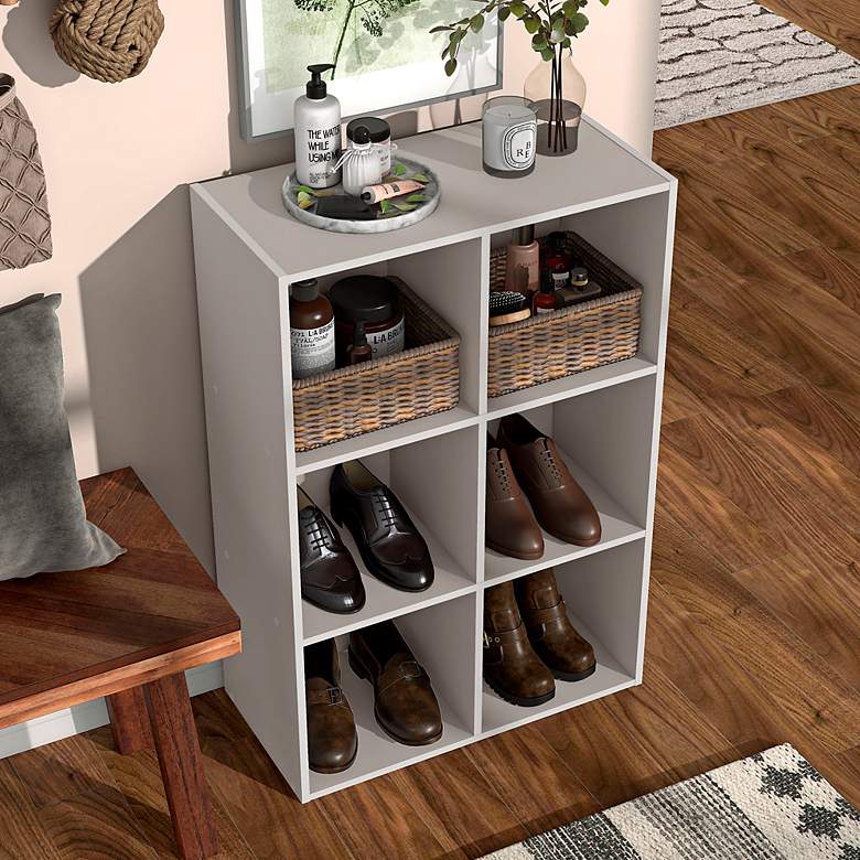 Image 6 Quincy 23 1/2"W Greige 6-Shelf Modular Stackable Bookcase more views