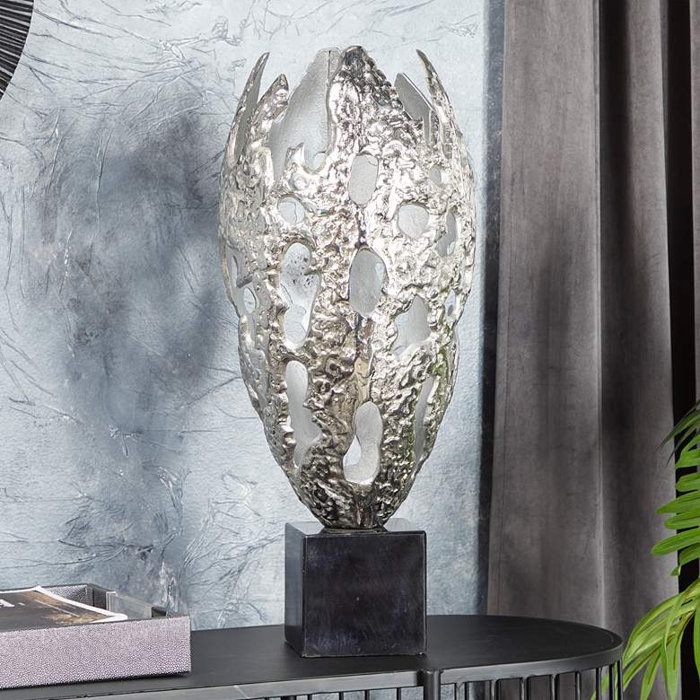 Image 1 Quincy 23" High Polished Silver Metal Sculpture