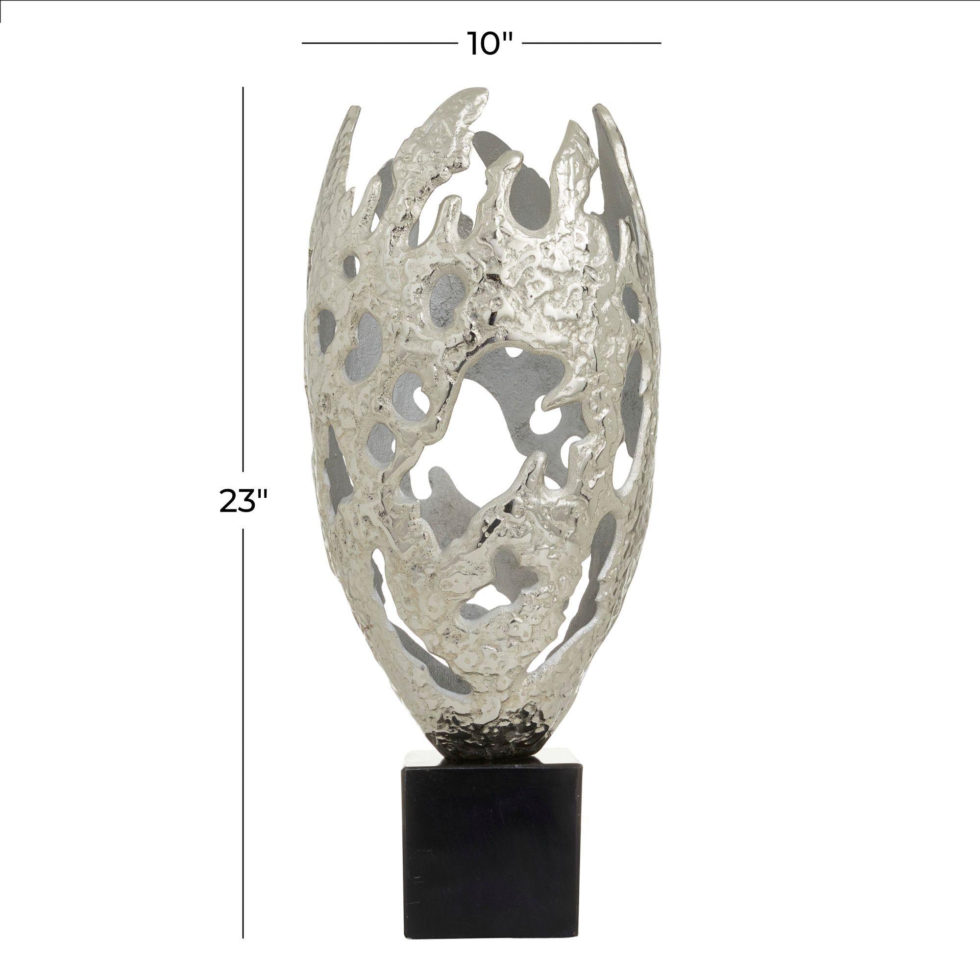 Image 7 Quincy 23" High Polished Silver Metal Sculpture more views