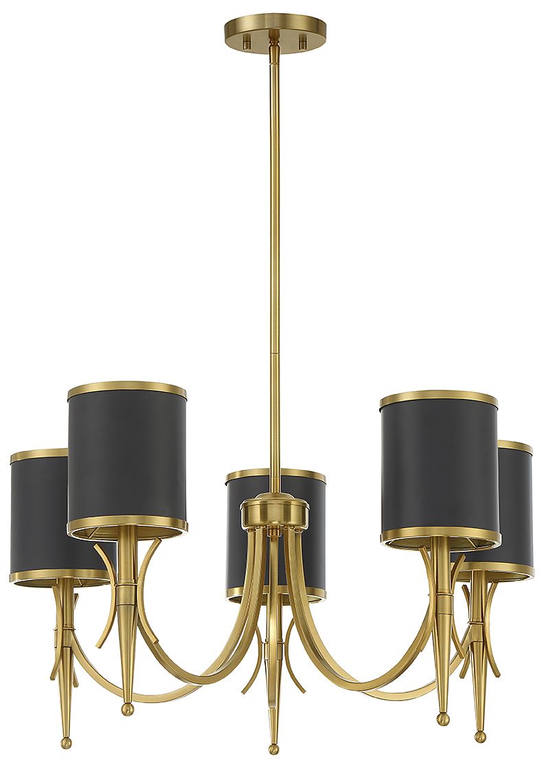 Image 2 Quincy 27" Wide Warm Brass and Matte Black5-Light Chandelier more views