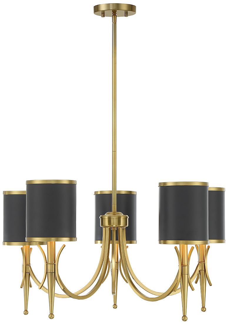 Image 3 Quincy 27" Wide Warm Brass and Matte Black5-Light Chandelier more views