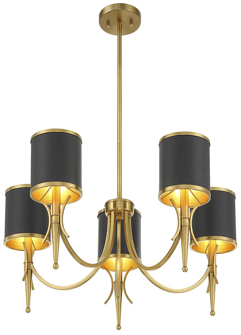 Image 4 Quincy 27" Wide Warm Brass and Matte Black5-Light Chandelier more views