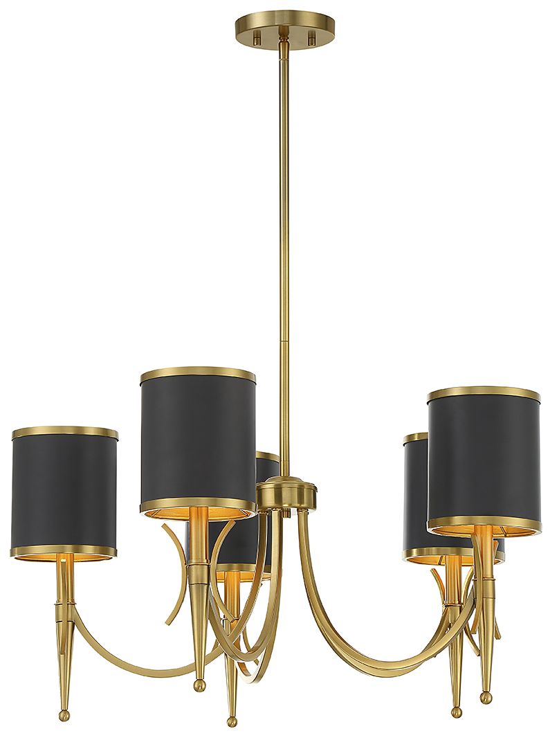 Image 5 Quincy 27" Wide Warm Brass and Matte Black5-Light Chandelier more views