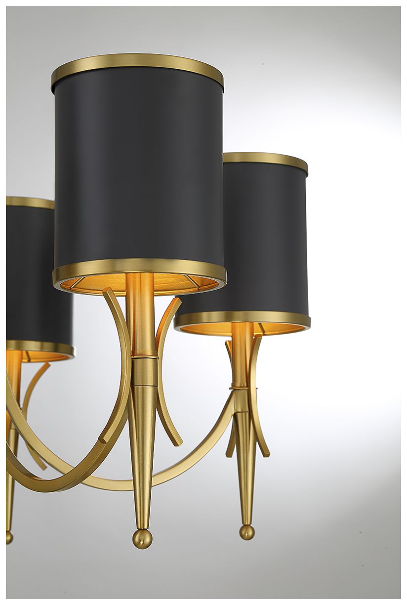 Image 6 Quincy 27" Wide Warm Brass and Matte Black5-Light Chandelier more views