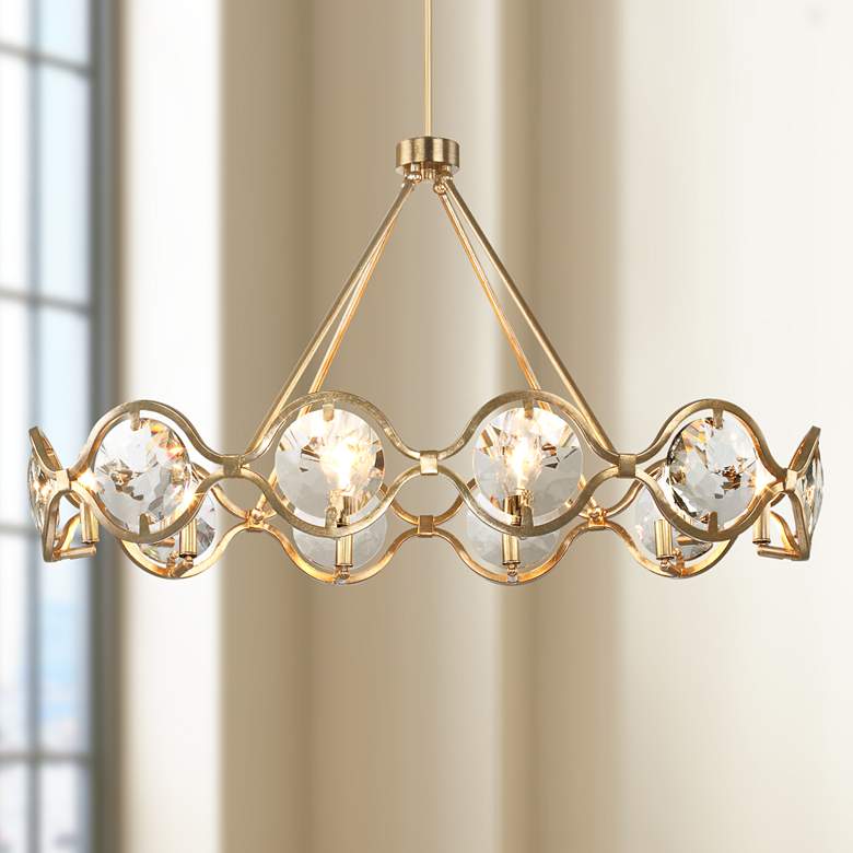 Image 1 Quincy 40 inch Wide Distressed Twilight 10-Light Chandelier