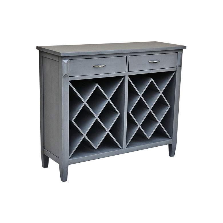 Image 1 Quincy 44 inch Wide Pale Gray Wood 2-Drawer Wine Accent Cabinet