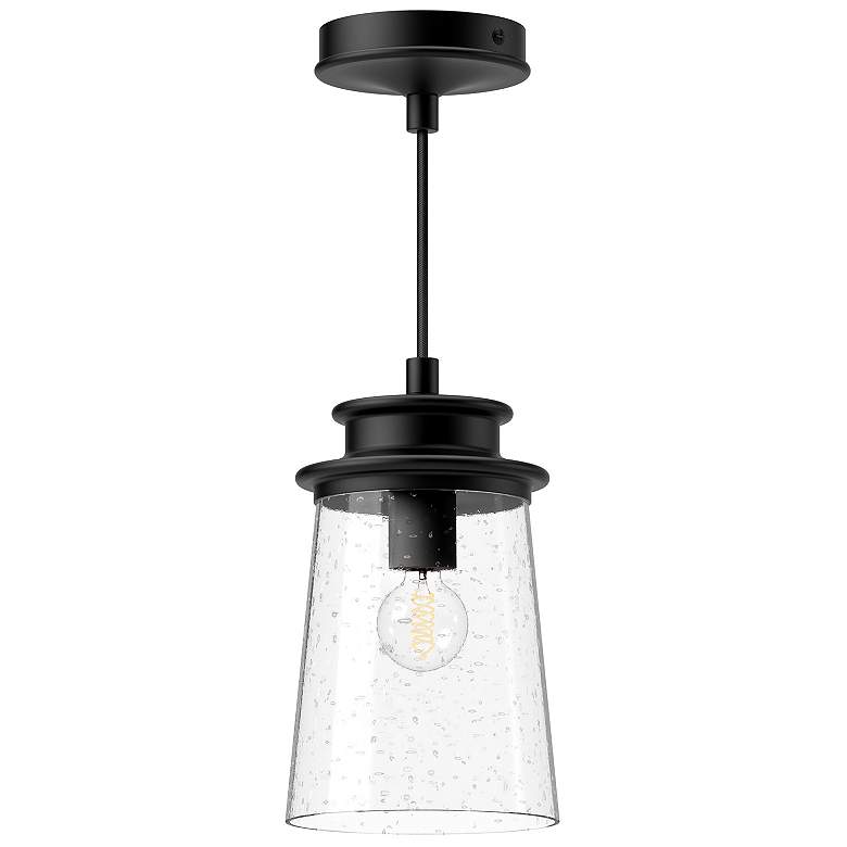 Image 1 Quincy 6-in 1 Light Clear Glass/Black Outdoor Pendant 60W Alora Mood