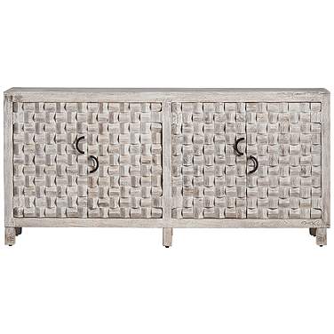 Quincy 71" Wide White-Washed Wooden 4-Door Sideboard
