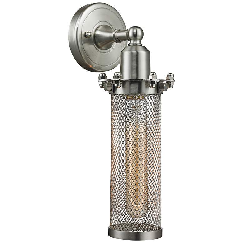 Image 2 Quincy Hall 12" High Satin Brushed Nickel T Wall Sconce