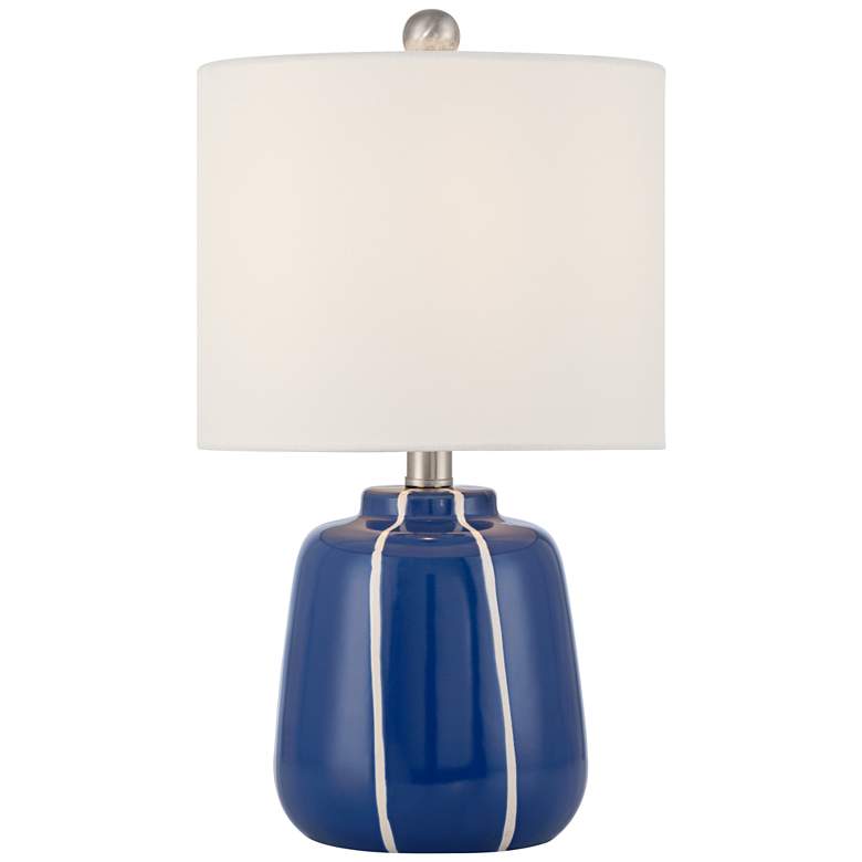 Image 3 Quinn 18" High Blue and White Ceramic Table Lamp