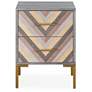Quinn 19" Wide Wood and Brushed Gold 2-Drawer Side Table