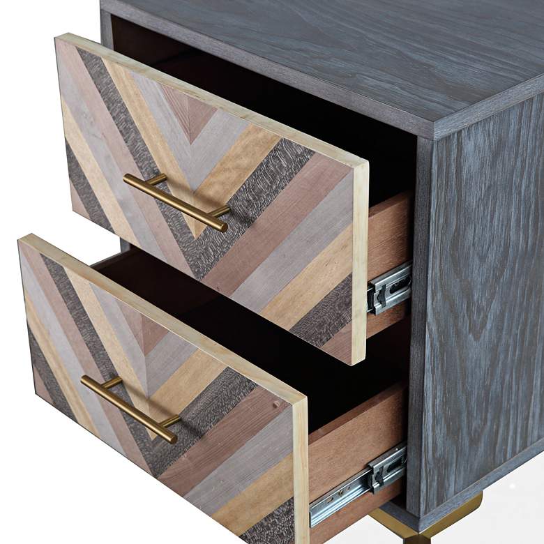 Image 3 Quinn 19" Wide Wood and Brushed Gold 2-Drawer Side Table more views