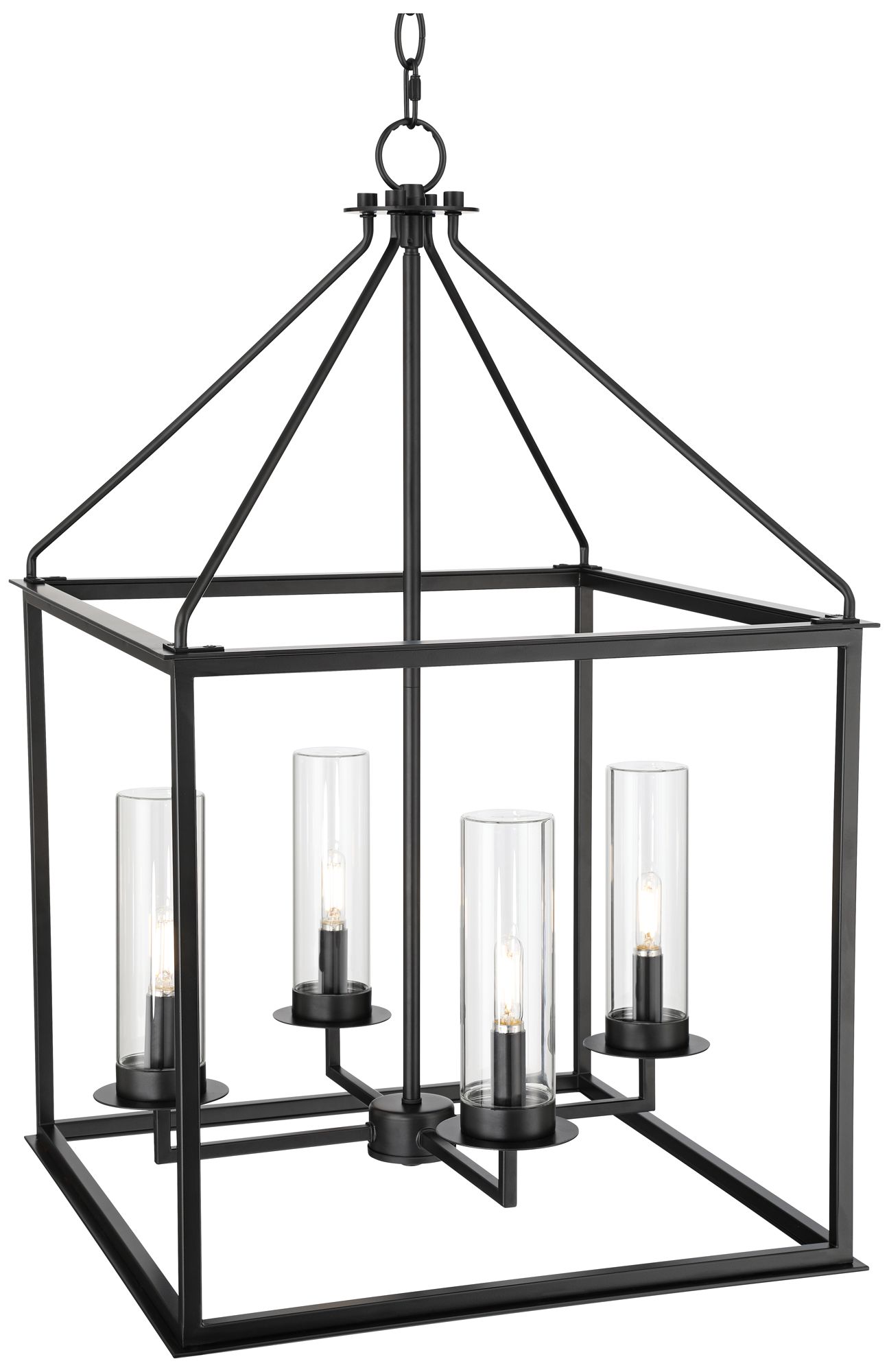 Quinn 29" High Black Rustic Modern 4-Light Outdoor Hanging Light in scene