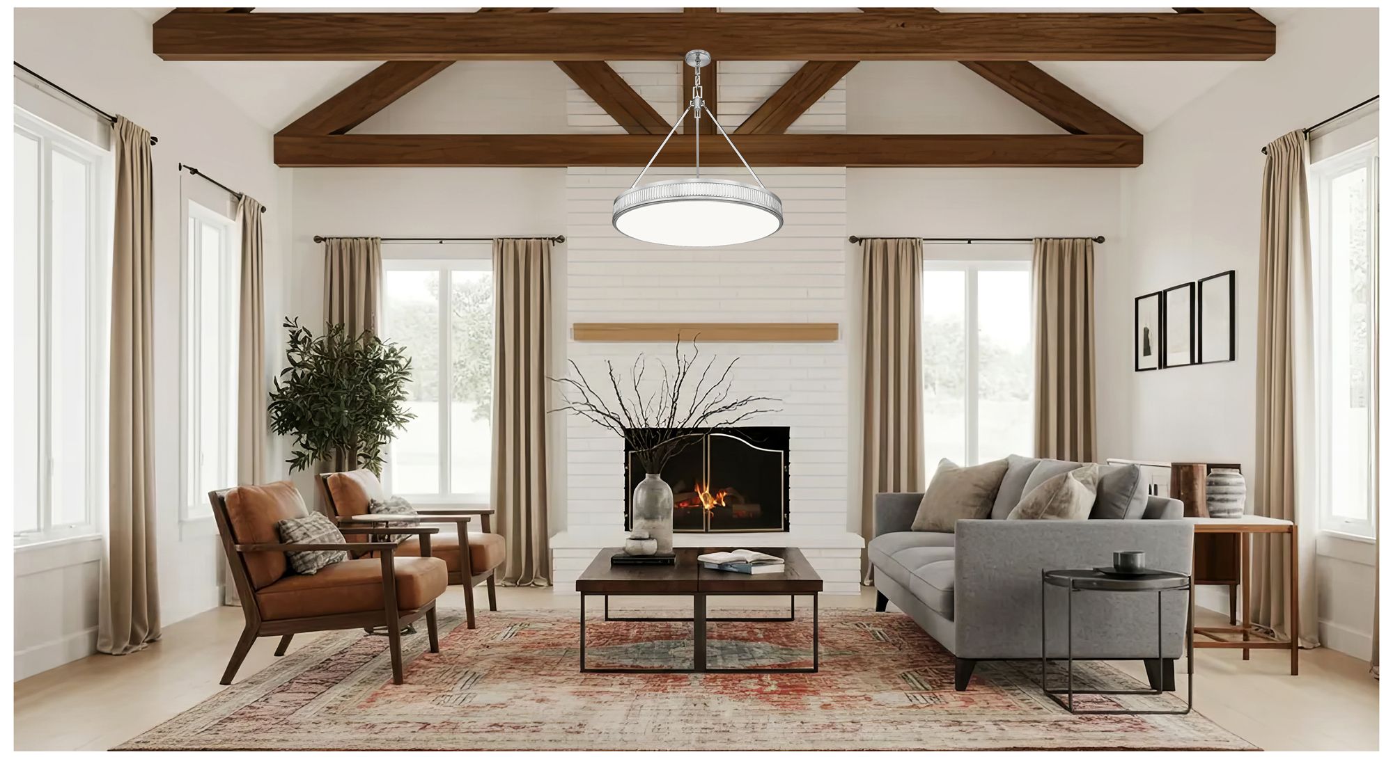 Image 3 Quinn by Z-Lite 32 inch Satin Nickel 3 Light Pendant more views