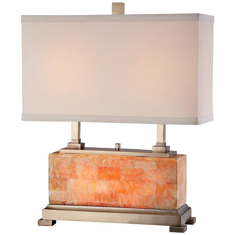 Image 1 Quinn Marble Basewith Off-White Shade Night Light Table Lamp