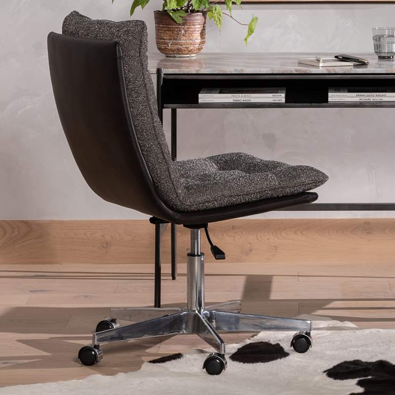 Image 1 Quinn Mid-Century Gray Tufted Adjustable Swivel Desk Chair