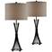 Quinn Modern Bronze Banded Rods Metal Table Lamps Set of 2