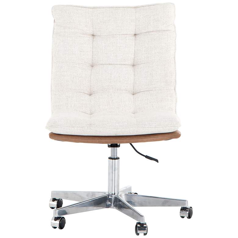 Image 1 Quinn White Chaps Saddle Leather Tufted Adjustable Swivel Desk Chair