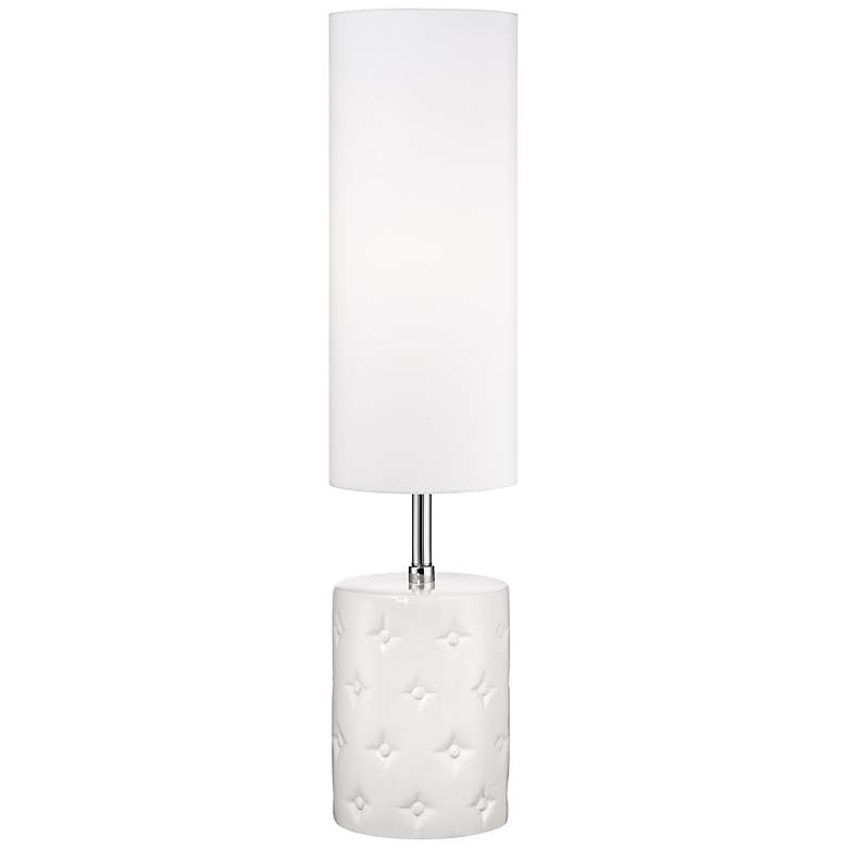Image 1 Quinne White Tufted Ceramic Floor Lamp