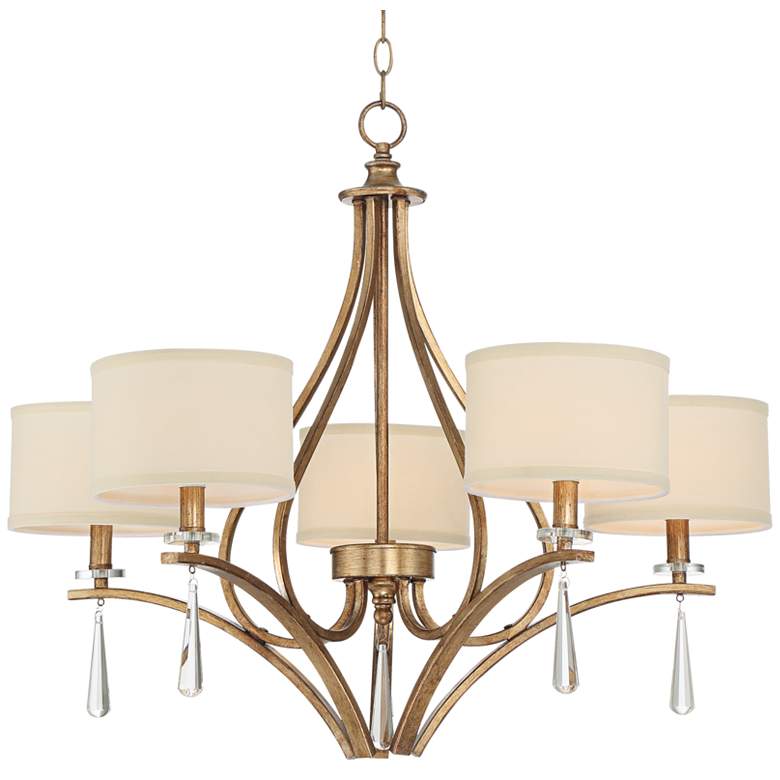 Image 1 Quintana 31 inch Wide Winter Gold 5-Light Chandelier by Stiffel