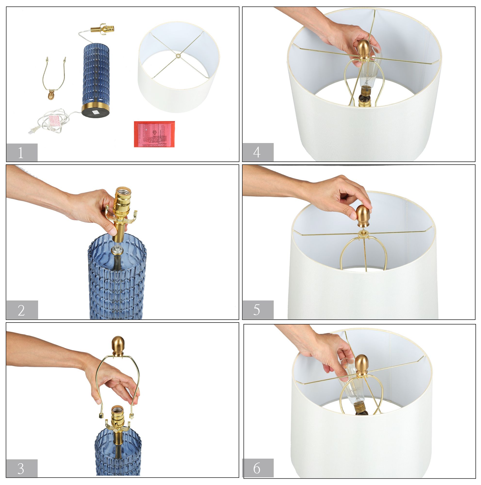 Quintilian 1-Light Blue Glass Table Lamps