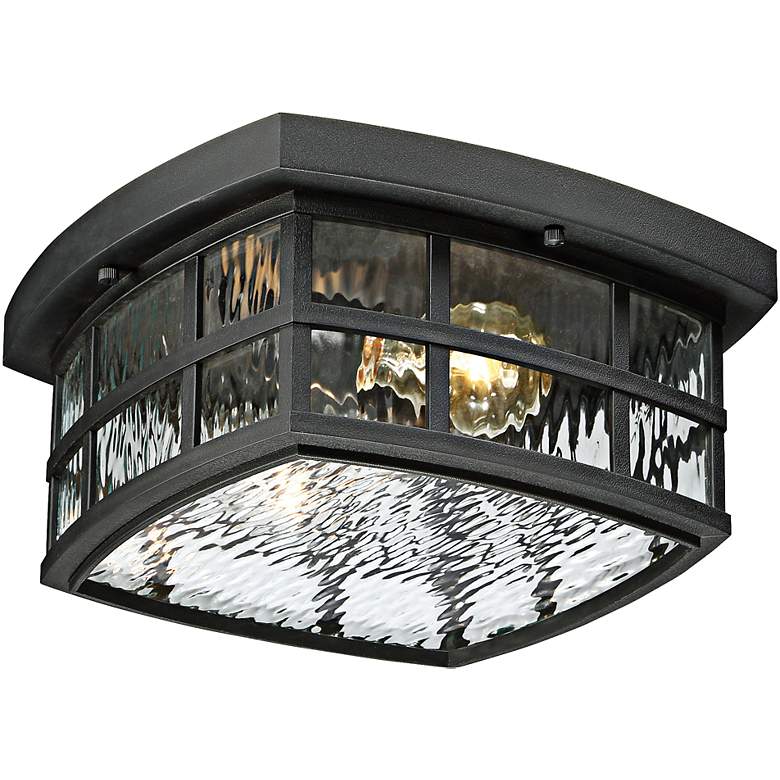 Image 2 Quiozel Stonington 12 inch Wide Mystic Black Outdoor Ceiling Light