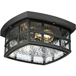 Quiozel Stonington 12" Wide Mystic Black Outdoor Ceiling Light