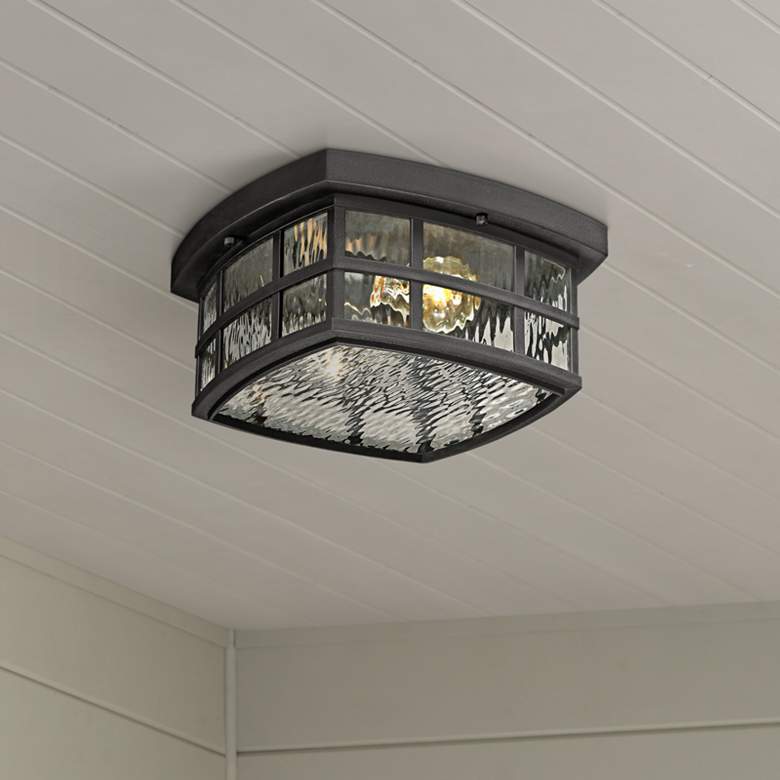 Image 1 Quiozel Stonington 12" Wide Mystic Black Outdoor Ceiling Light