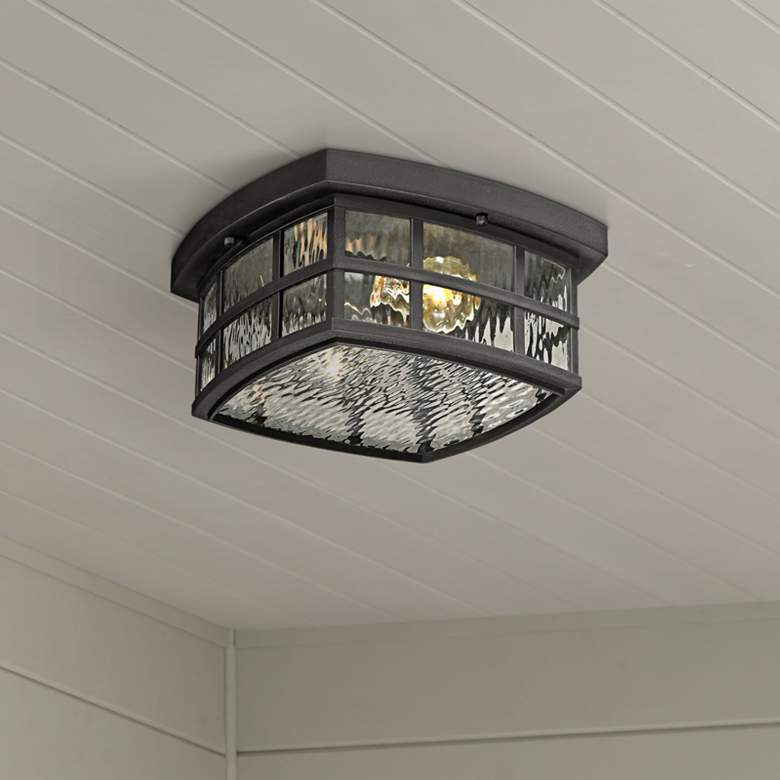 Image 1 Quiozel Stonington 12 inch Wide Mystic Black Outdoor Ceiling Light