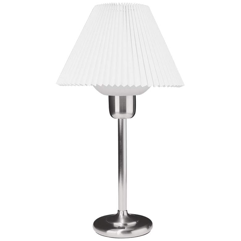 Image 1 Quip Satin Chrome Metal Table Lamp with 200 Watt Bulb