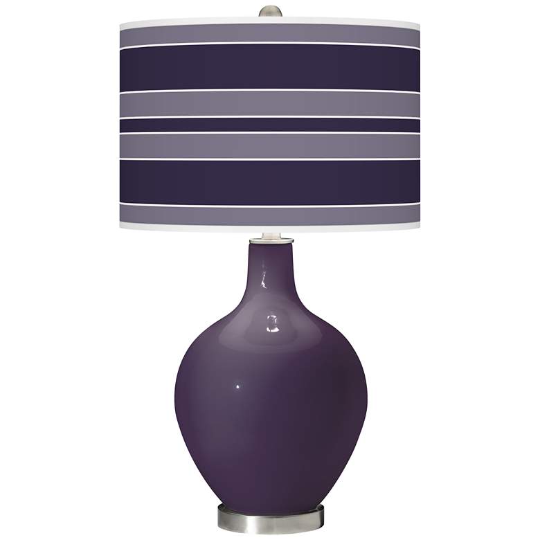 Image 1 Quixotic Plum Bold Stripe Ovo Glass Table Lamp