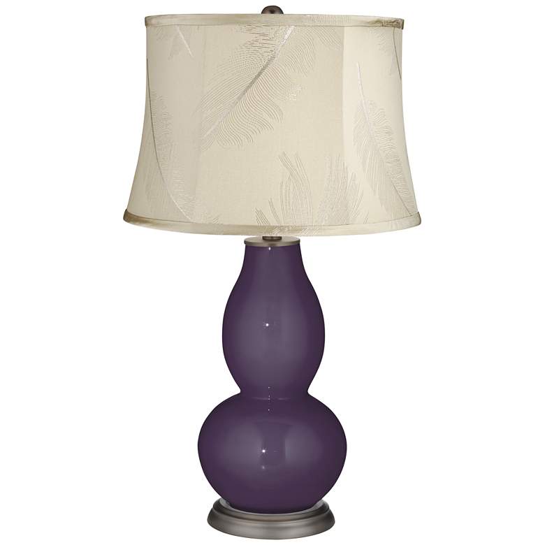 Image 1 Quixotic Plum Cream Embroidered Feather Double Gourd Table Lamp