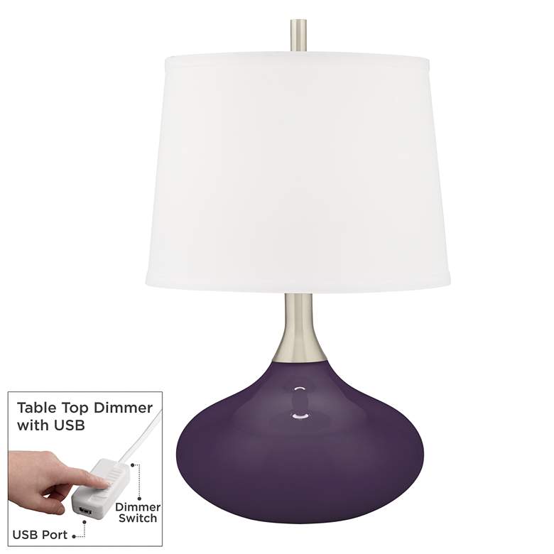 Image 1 Quixotic Plum Felix Modern Table Lamp with Table Top Dimmer